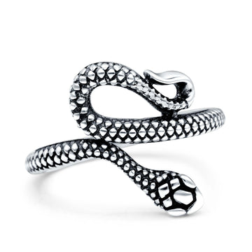 Snake Oxidized Band Solid 925 Sterling Silver Thumb Ring (18mm)